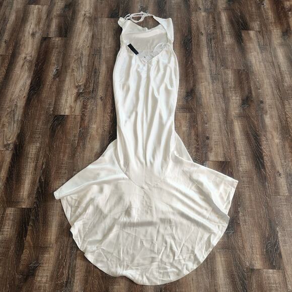 Retrofete Eve Dress in Ivory Size Medium Maxi Open Back Cowl Neckline NWT Bridal - Picture 7 of 15